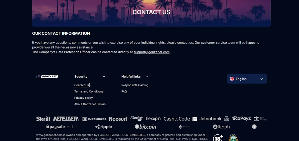 GonzaBet Casino Conact Us